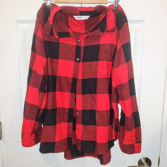 Sonoma Red and Black Buffalo Plaid Checkered Shirt - Picture 2 of 9
